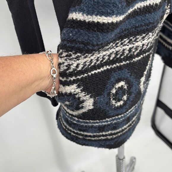 Anthropologie Dolan blue and black southwestern knit open front Aztec cardigan j - Picture 9 of 14